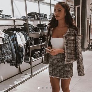 Lily Lulu Tweed Skirt & Blazer Set